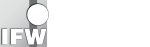 Logo des IFW Dresden – Leibniz-Institut für Festkörper- und Werkstoffforschung mit stilisiertem Kreis und Schriftzug IFW in Weiß auf grauem Hintergrund.